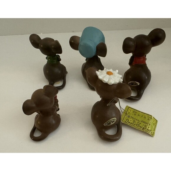 Vintage Josef Originals Mouse Lot of 5 Figurines Ceramic Phone Bride Vest Bonnet - Picture 9 of 11